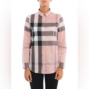 NWT - Burberry Checked Print Blouse - Antique Pink - Size XS